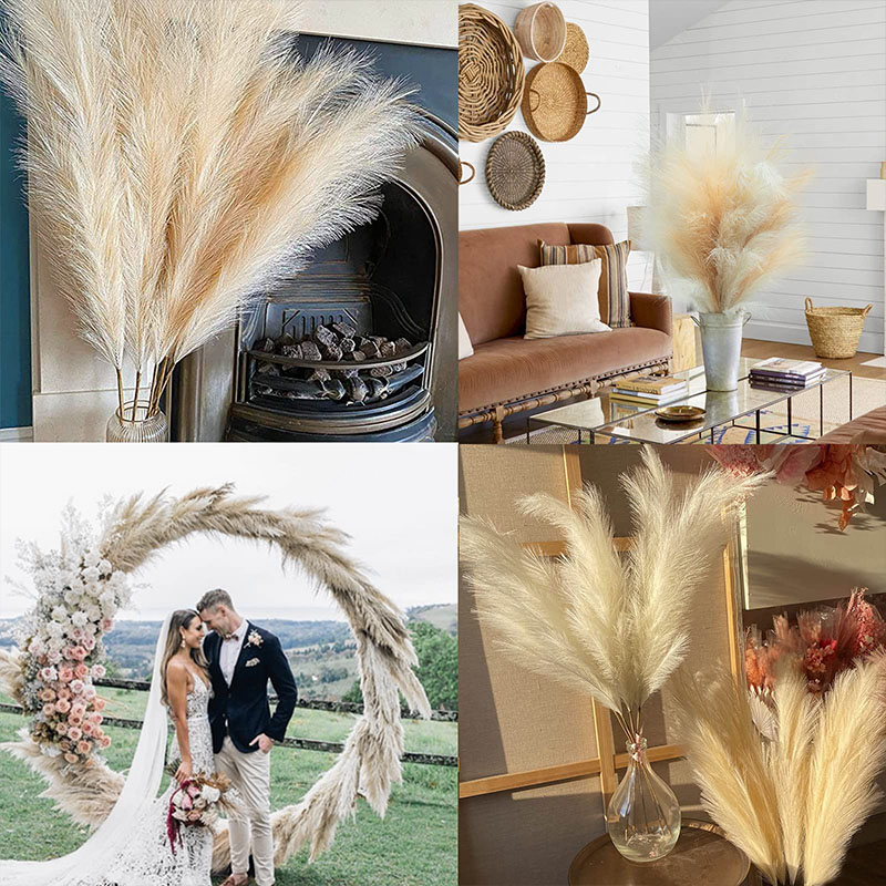 100CM Artificial Pampas Grass, Light Coffee - Image 3