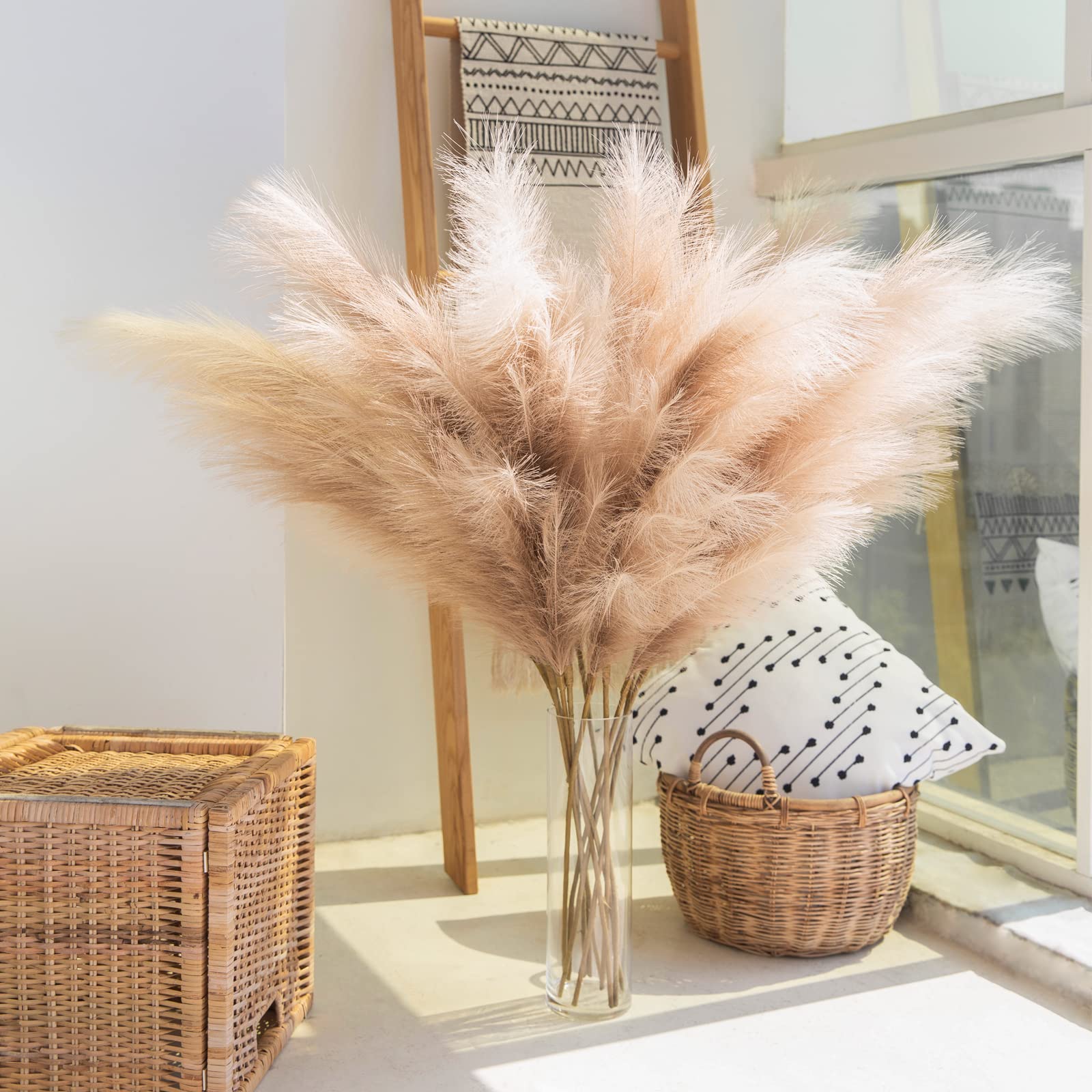 100CM Artificial Pampas Grass, Light Coffee - Image 4