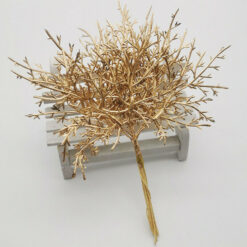 Artificial Flower Pine Leaves Branch Plant, Gold, 10pcs