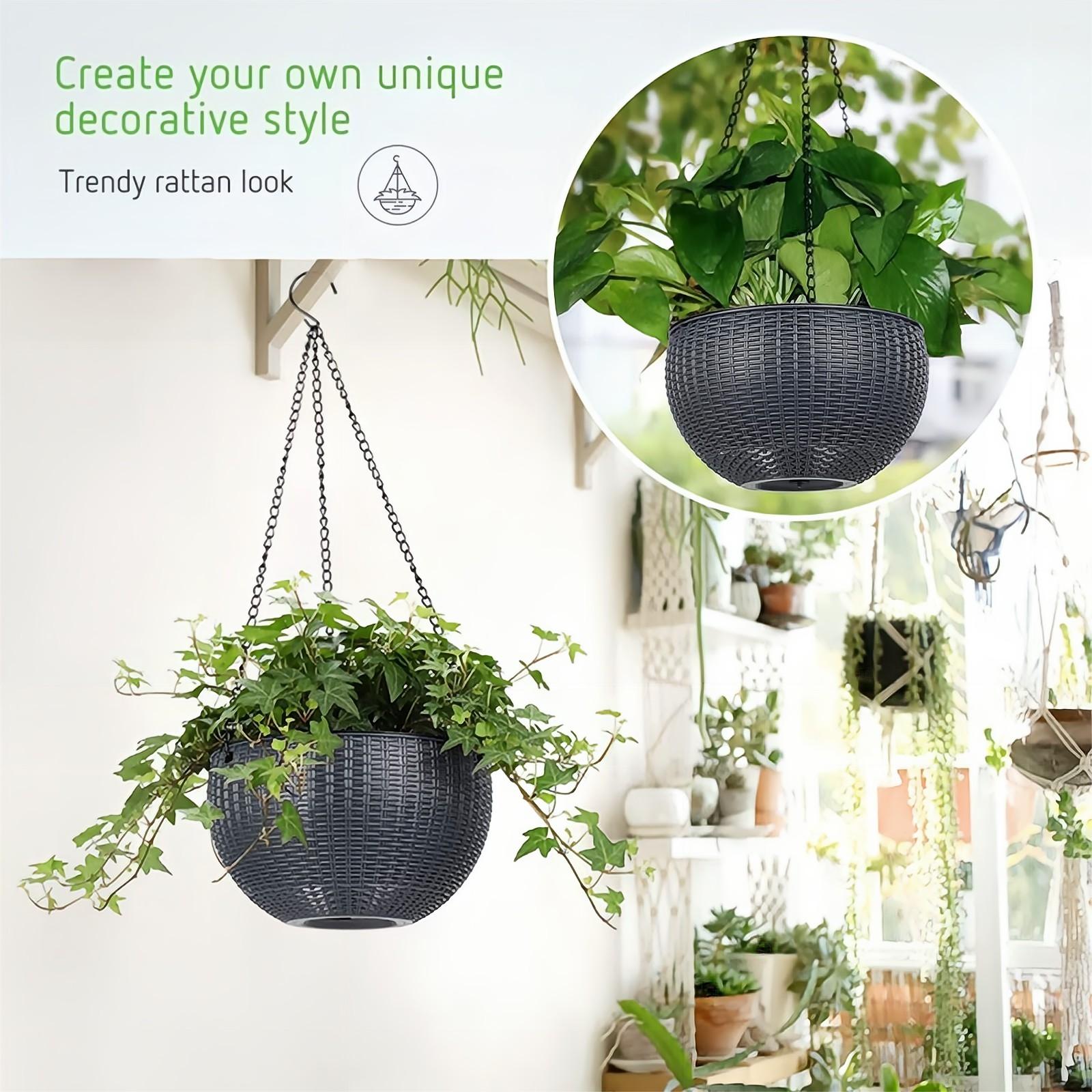 2PCS Self Watering Hanging Flower Planters Pot - Image 2