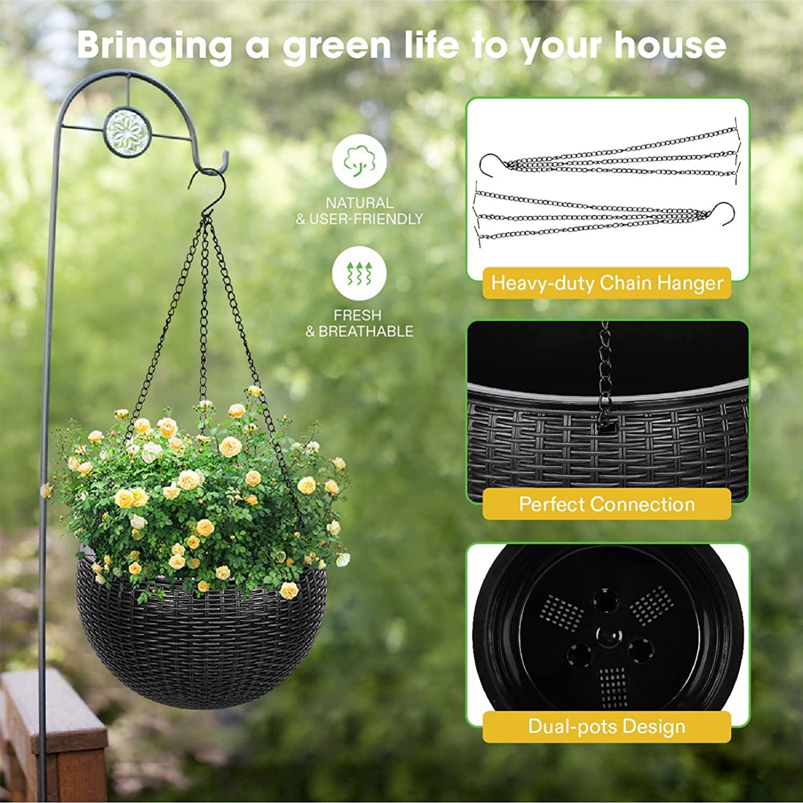 2PCS Self Watering Hanging Flower Planters Pot - Image 3