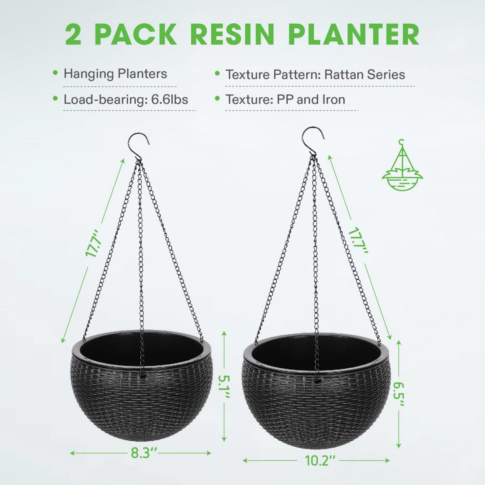 2PCS Self Watering Hanging Flower Planters Pot - Image 4