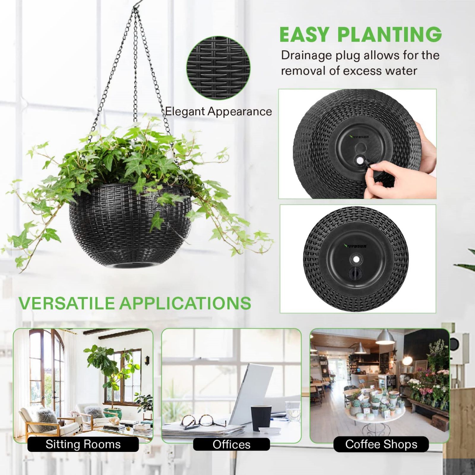 2PCS Self Watering Hanging Flower Planters Pot - Image 6