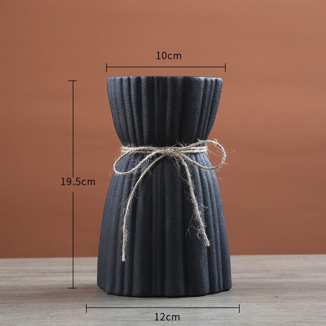 Ceramic Vase Home Decor Pampas Grass Dried Flower, Black - Image 3