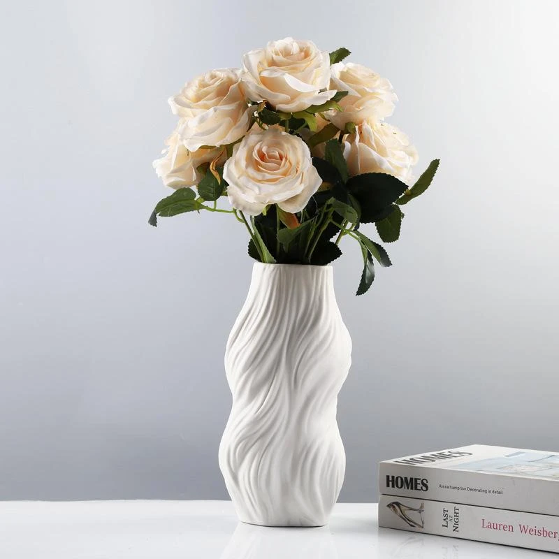 Nordic White Ceramic Vase Dried Flower Arrangement Modern Art, Shape B - Image 3