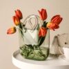 Glass Handbag Vase Creative Decor Bubble Flower