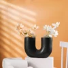 Creative U-shaped Ceramic Vase Simple Flower Pot, Black