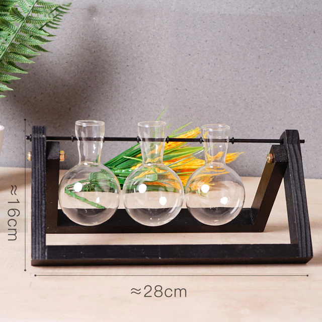 Creative Vase Hydroponic Plant Transparent Glass Vase Wooden Frame - Image 2