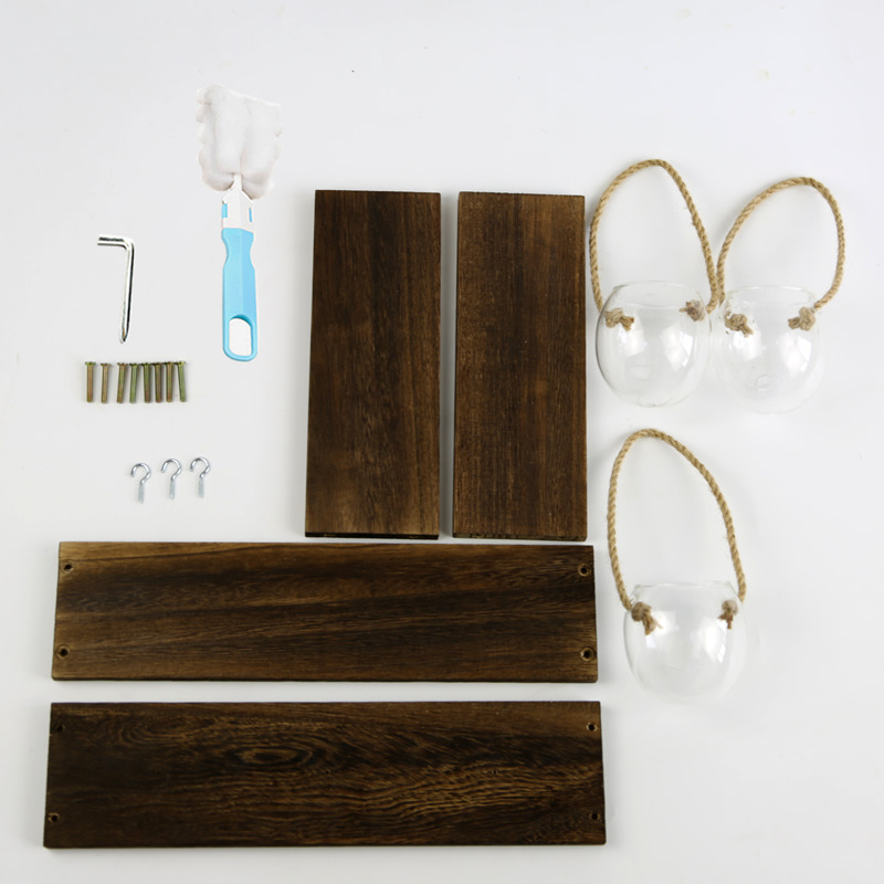 Creative Wooden Frame Transparent Glass Hydroponic Plant Pot Vase - Image 6