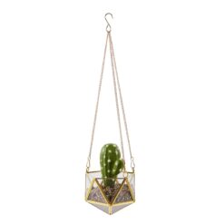 Modern Polyhedron Diamond Shape Hanging Glass Terrarium Plant Holder