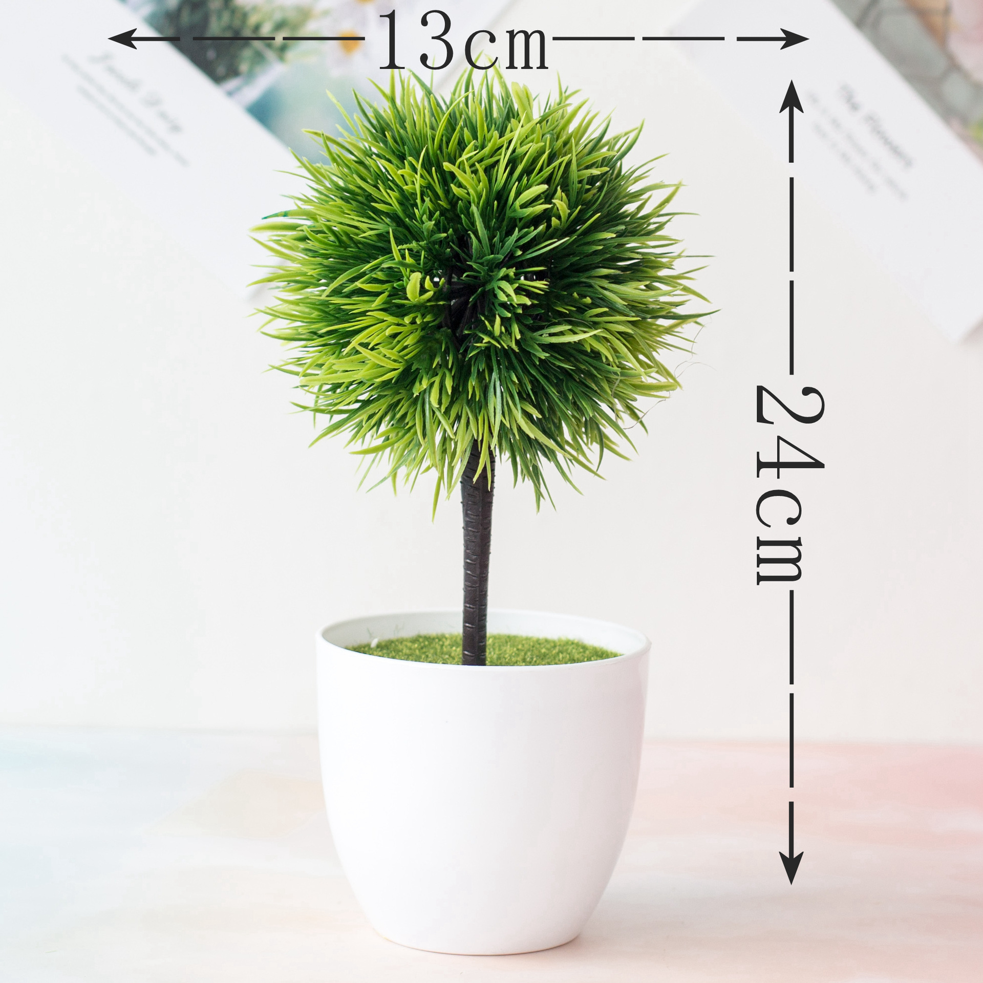 1 Pcs Artificial Green Plants Phoenix Potted Simulation Grass Ball - Image 2