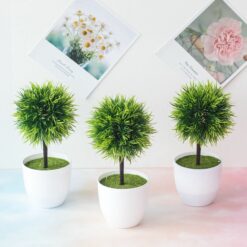 1 Pcs Artificial Green Plants Phoenix Potted Simulation Grass Ball