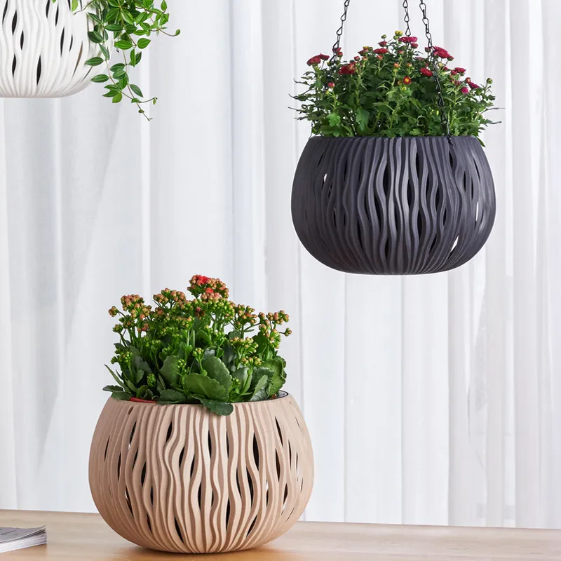 Hanging Basket Dual-pots Self Watering Hanging Pots for Plants Flowers - Image 3