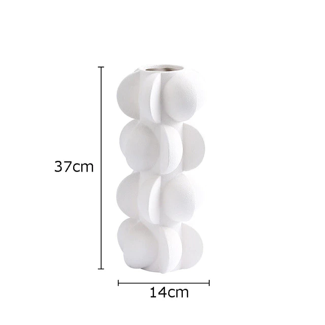 Nordic Resin Vase Geometric Spiral, White - Image 2