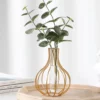 Nordic Simple Style Glass Vase, Metal Plant Holder, Gold