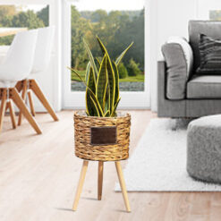 Flower Pot Basket Plants Stand With Removable Wood Legs For Indoor Gadern