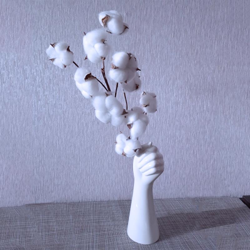 Artificial Dried Cotton Flowers White, 5pcs - Image 8