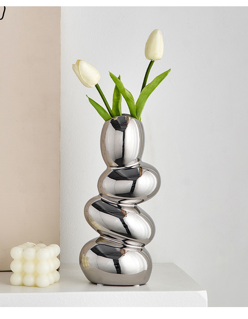 Art Nordic Style Cobble Vase Dried Flower Decorative - Image 2