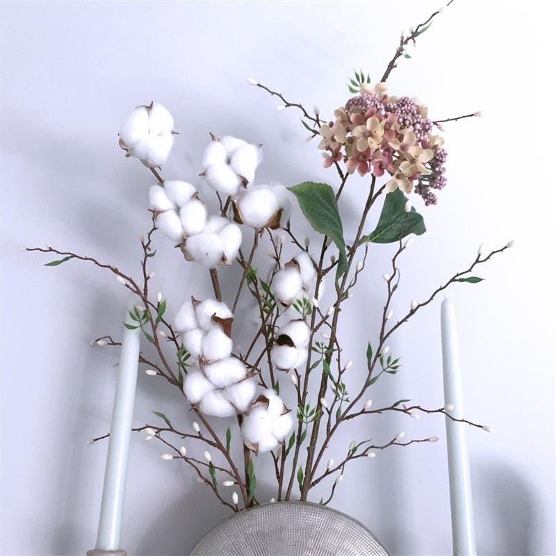 Artificial Dried Cotton Flowers White, 5pcs - Image 7