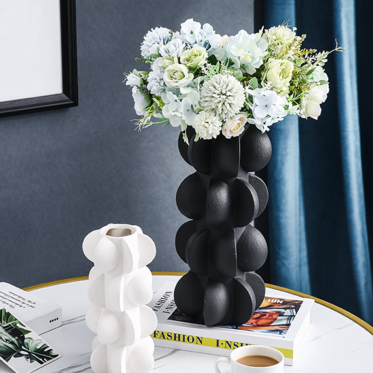 Nordic Resin Vase Geometric Spiral, White - Image 4