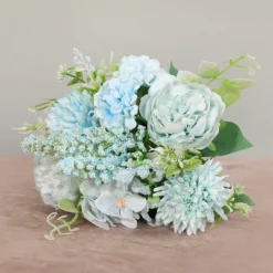 Blue Artificial Feili Roses Flowers Vintage Silk Bouquet Home Decoration