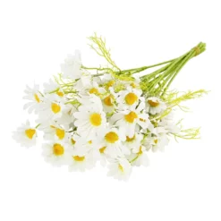 5Pcs 50cm Artificial White Daisy Flower Bouquet Fake Green Leaves Home Decoration
