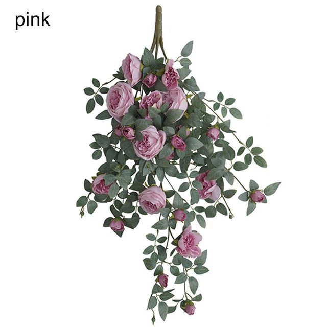 Artificial Rose Rattan Simulation Flower Garland Wall Hanging Home Decoration - Image 4