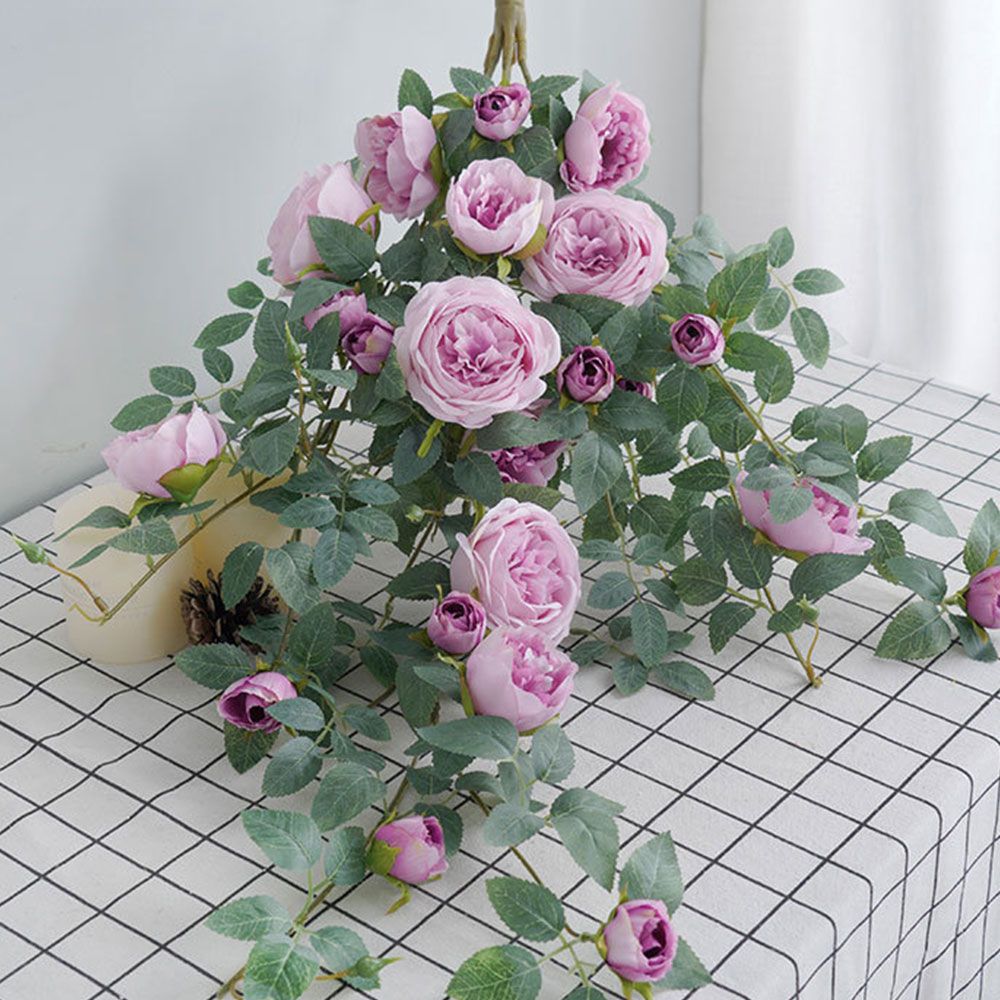 Artificial Rose Rattan Simulation Flower Garland Wall Hanging Home Decoration