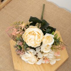 White Silk Artificial Rose Flowers Bouquet Home Decoration