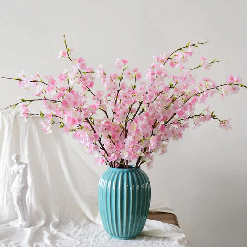 109cm Artificial Silk Flowers Cherry Blossom Long Branch Home Decoration - Image 2