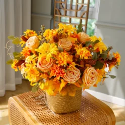 Silk Sunflower Autumn Flowers Artificial Bouquet Fake Home Decoration