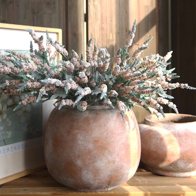 Champagne Flocked Wild Lavender Artificial Flower Home Decoration - Image 2