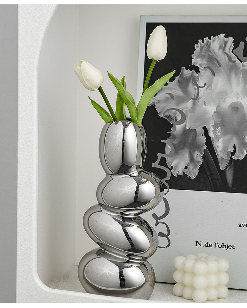 Art Nordic Style Cobble Vase Dried Flower Decorative