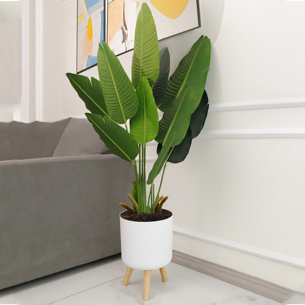 Modern Self Watering Flower Pot with Wood Legs for Home Decoration