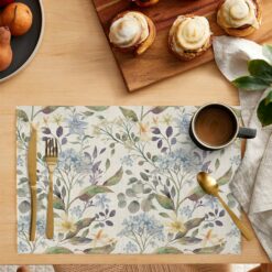 6PCS Spring Flowers Plants Hydrangeas Placemat for Dining Table Decoration