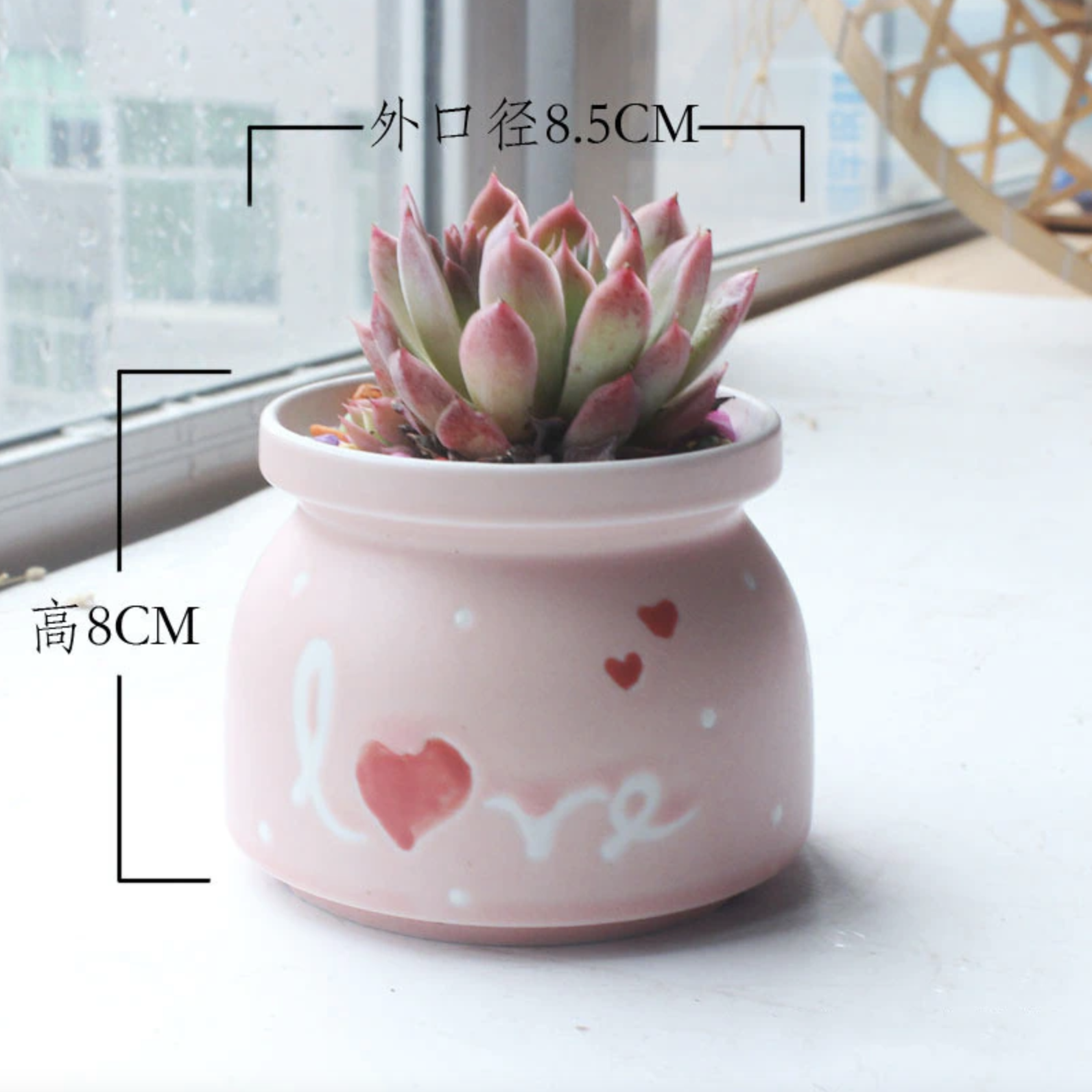 4PCS/Set Pink Ceramic Plant Pot With Hole Design - Image 4