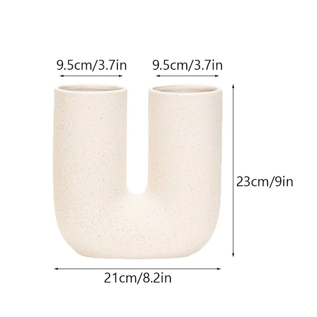 U Shape Ceramic Vase Pampas Grass Dried Flower Container - Image 2