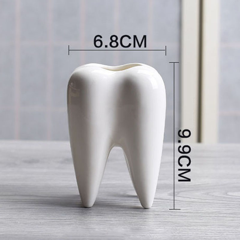 White Ceramic Tooth Shape Plant Pot - Image 5