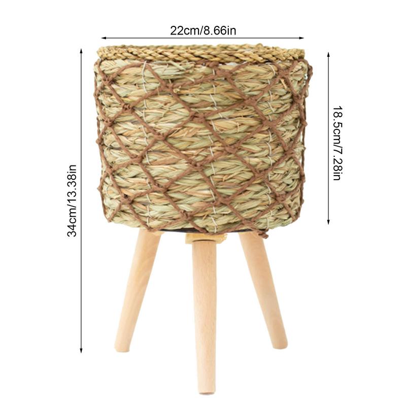 Round Woven Plant Flower Pots Stand With Legs - Image 6