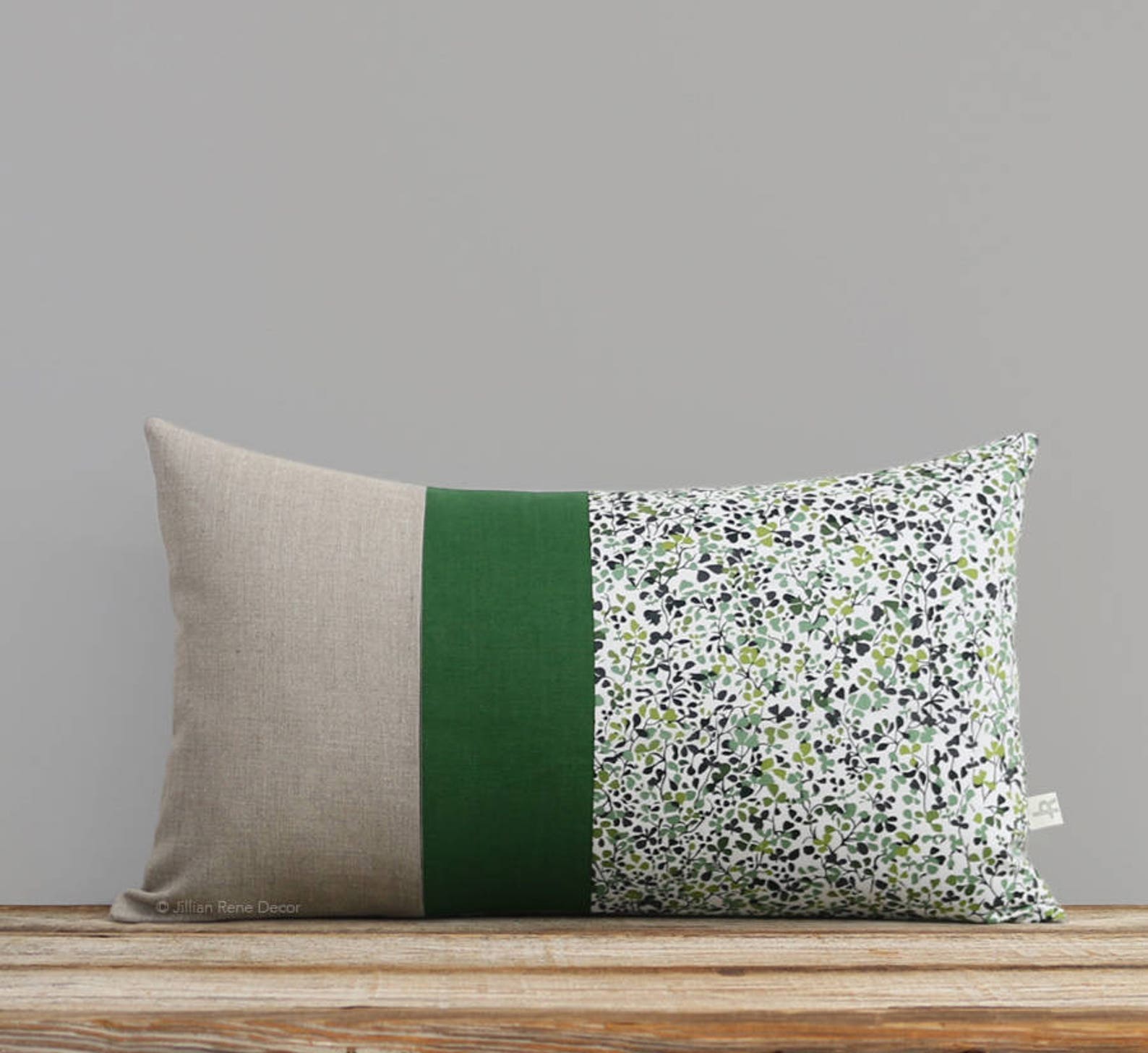 Liberty Print Pillow Cover, Green Fall Leaves