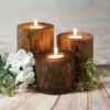 Set of 3 Log Candle Holders, Wedding Center Pieces