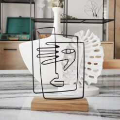 Boho Face Shelf Decor. Wood Based Black Metal Home Decor