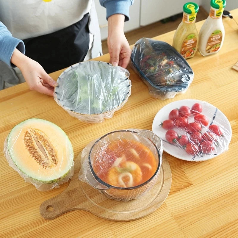 100 Pcs Disposable Plastic Food Wrap Covers - Image 5
