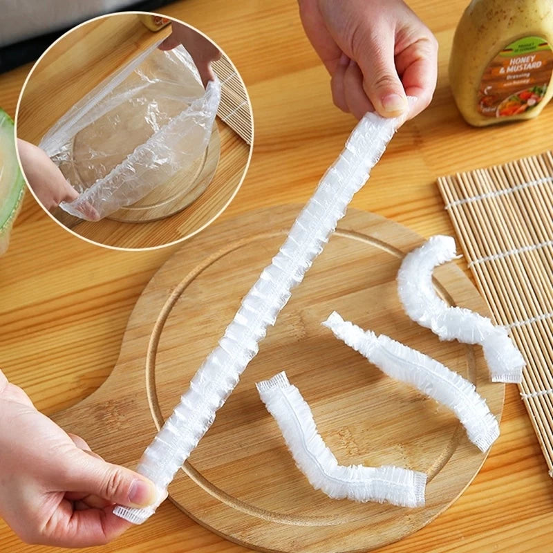 100 Pcs Disposable Plastic Food Wrap Covers - Image 3