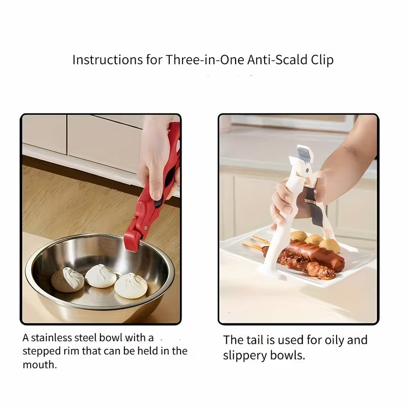 3-In-1 Heat-Resistant Kitchen Tongs Anti-Scald Clip– Can Opener, Tray Lifter, Hot Plate Gripper, - Image 6