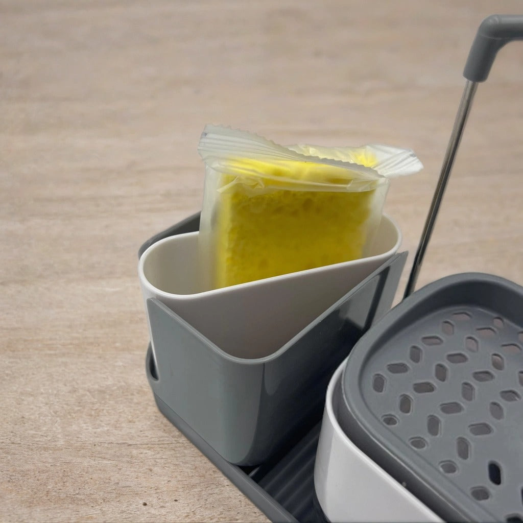 3-in-1 Soap Dispenser with Sponge Holder, Dishcloth & Brush Rack, Sink Caddy Organizer for Kitchen Countertop - Image 7