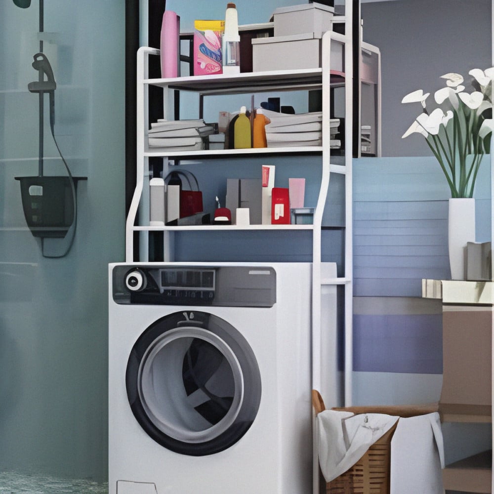 3 Layer Metal Washing Machine Storage Rack - White - Image 6