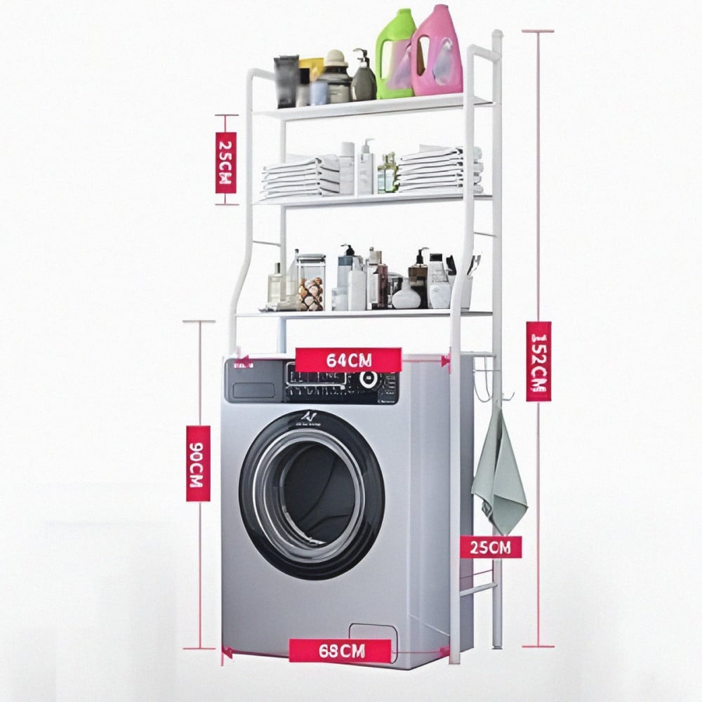 3 Layer Metal Washing Machine Storage Rack - White - Image 5