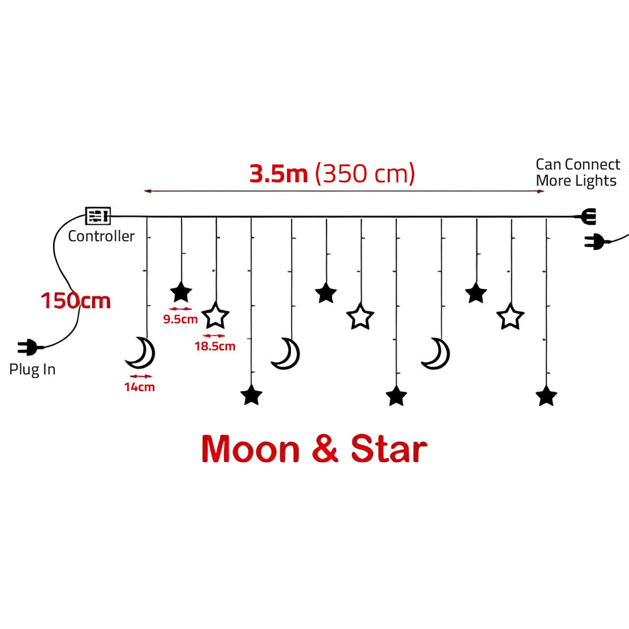 3.5M LED Star and Moon String Lights - Decorative Ramadan Ambiance Lighting for Indoor, Outdoor - Image 18