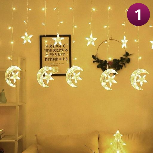 3.5M LED Star and Moon String Lights - Decorative Ramadan Ambiance Lighting for Indoor, Outdoor